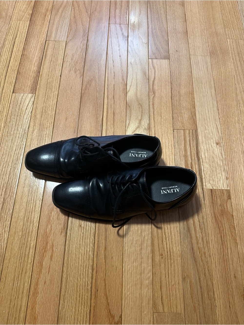 Alfani Black Cap-Toe Leather Derby Shoes Size 7